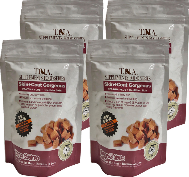 T.N.A. 悠遊 皮毛好美麗 EPA/DHA毛髮保健營養錠 全齡犬貓適用 Omega-3 Omega-6 深海魚油 幫助毛髮亮麗, 皮膚/毛髮, 80顆, 4袋