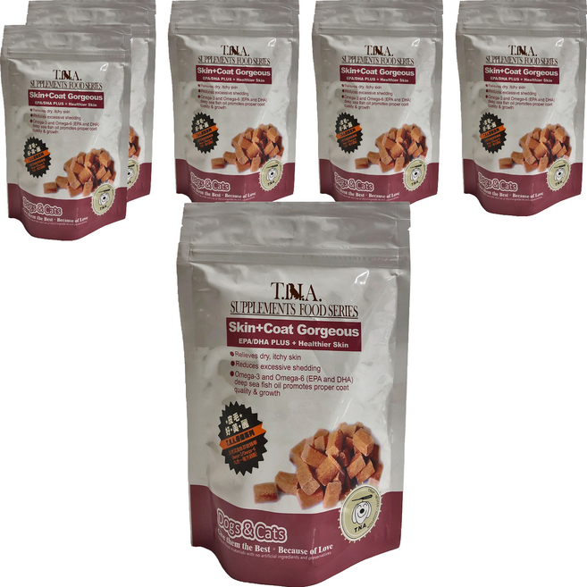 T.N.A. 悠遊 皮毛好美麗 EPA/DHA毛髮保健營養錠 全齡犬貓適用 Omega-3 Omega-6 深海魚油 幫助毛髮亮麗, 皮膚/毛髮, 80顆, 6袋