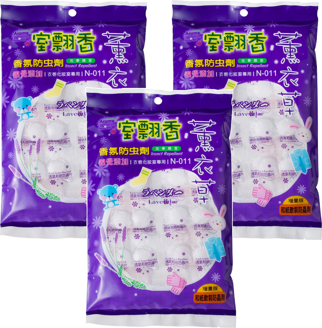 室翲香 和紙散裝防蟲劑 薰衣草 300g, 1包, 3袋