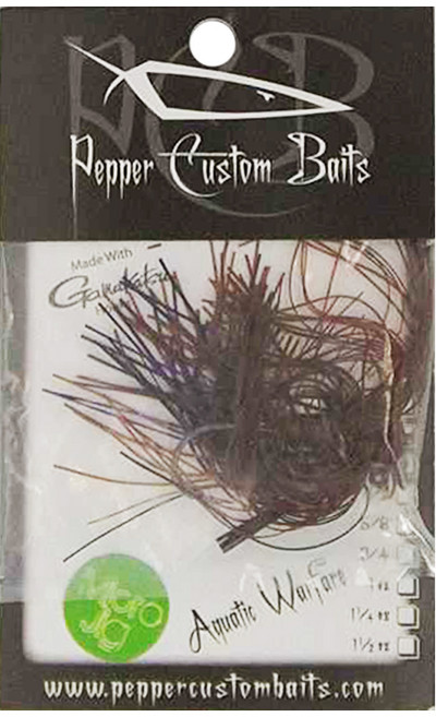 Pepper Custom Baits 膠裙汲鉤頭 假餌, 咖啡色 + 亮粉紫 + 黑色, 7g, 1個