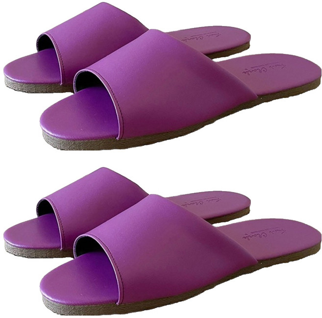 TAIWAN SLIPPER 台灣犀利趴 極致純色皮質室內拖鞋 L(26.5cm) 霓光紫, 2雙