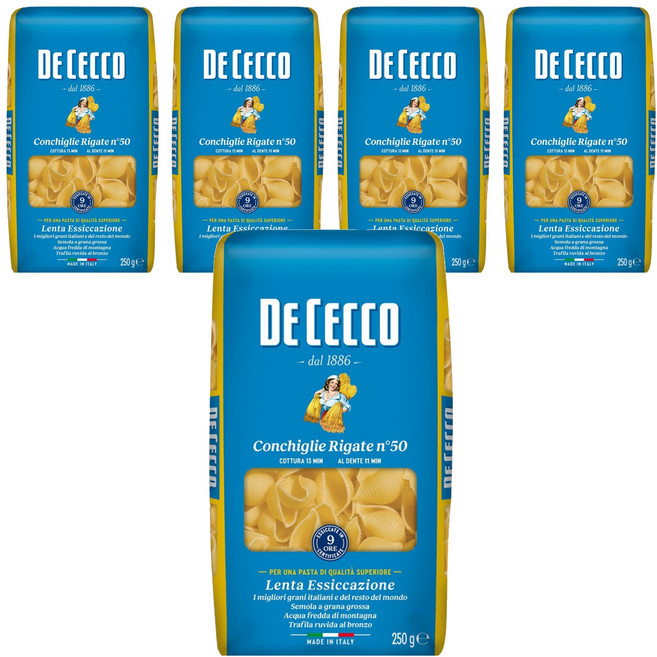 DE CECCO 得科 義大利麵 貝殼麵 N.50, 250g, 5包