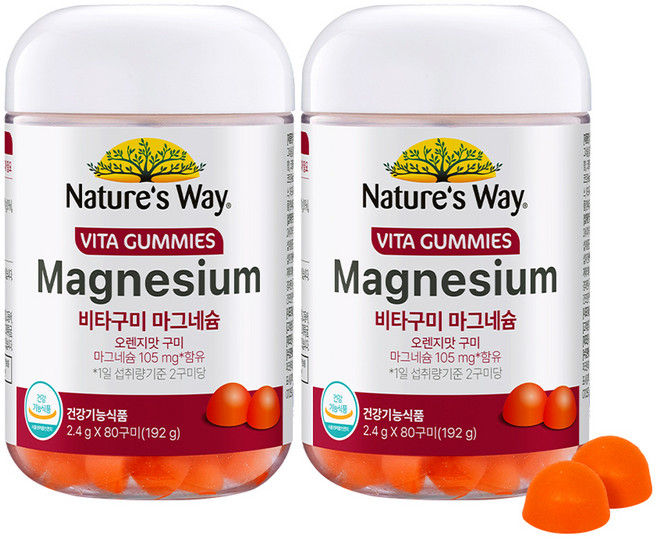 네이처스웨이 GC녹십자웰빙 비타구미 마그네슘 오렌지맛 192g, 80정, 2개