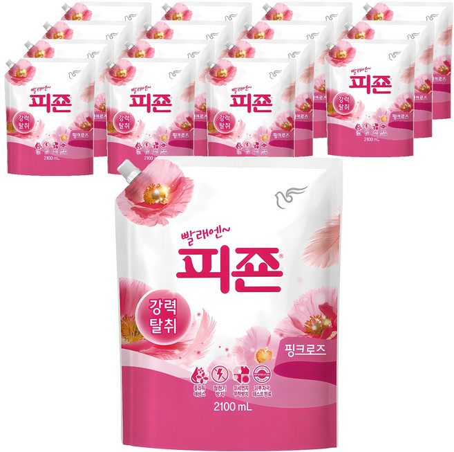 피죤 레귤러 섬유유연제 핑크로즈 리필, 2.1L, 16개