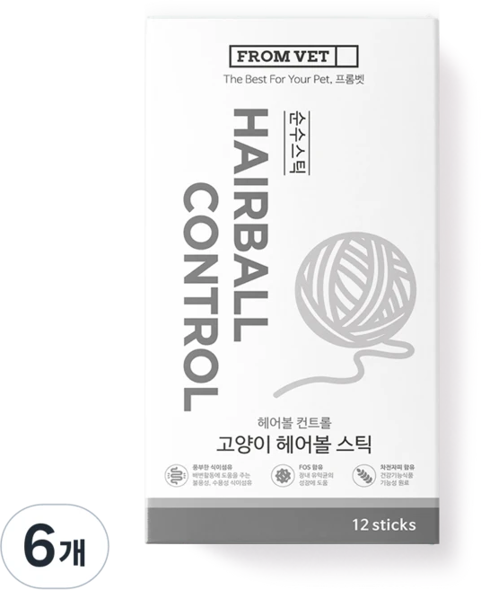 프롬벳 고양이 순수스틱 영양제, 12회분, 헤어볼, 6개 - 쿠팡