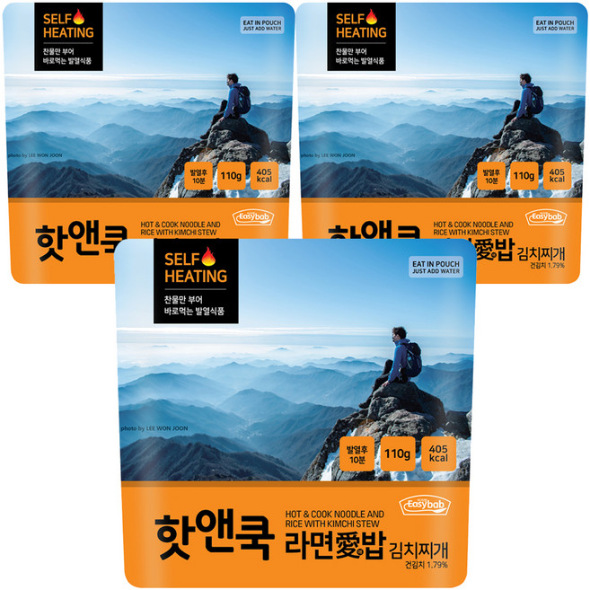 이지밥 핫앤쿡 라면애밥 김치찌개, 110g, 3개