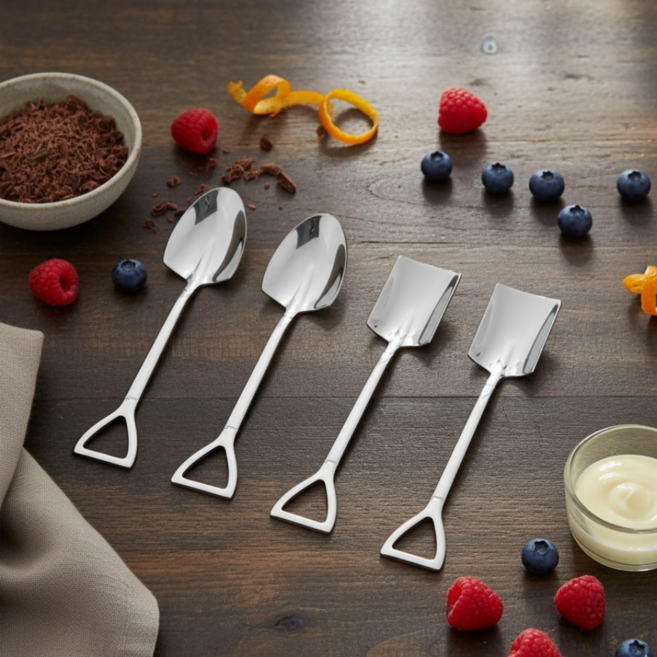 미니모 스텐 304 삽스푼 사각 2개 + 삼각 2개, 1세트