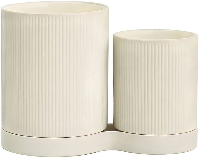 윤도자기 차곡 수저 조리도구통 세트, 아이보리, 1세트