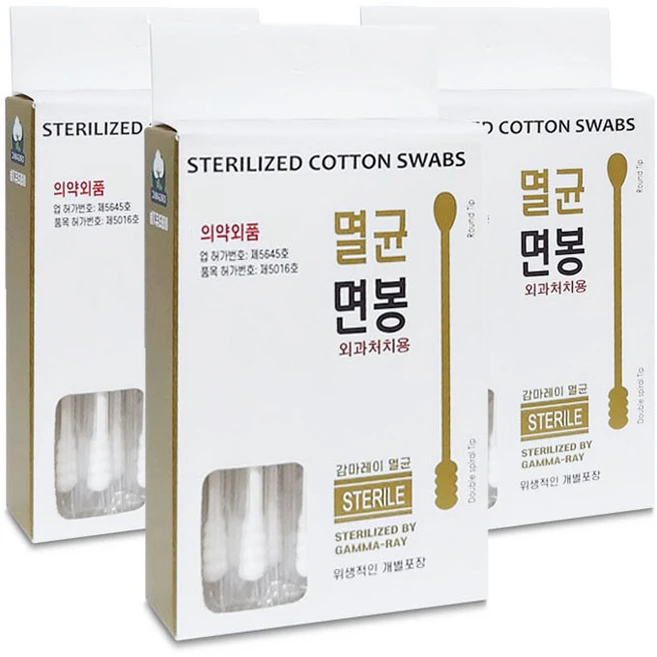 올웨일리 유기농 감마레이 멸균 면봉 TSP2899, 3개, 30개입 - 쿠팡