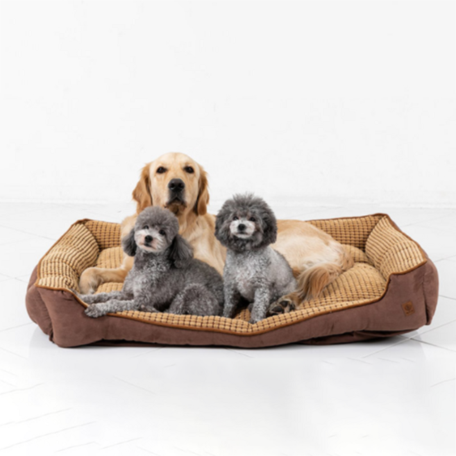 딩동펫 반려동물 옥수수 스퀘어방석, 브라운, 1개
