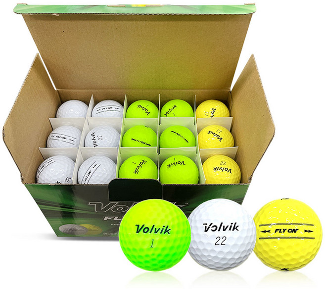 볼빅 플라이온 골프공 고반발 2피스 V163402WWWW 랜덤발송, 화이트 + 그린 + 옐로우, 45개입, 1세트
