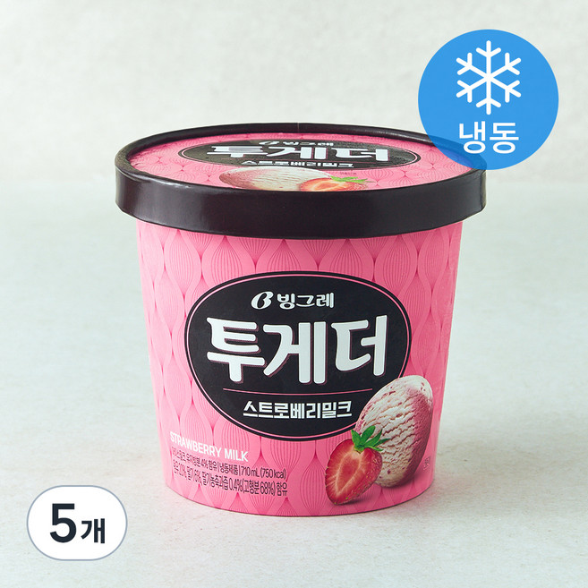 빙그레 투게더 스트로베리밀크 아이스밀크 (냉동), 710ml, 1개입, 5개