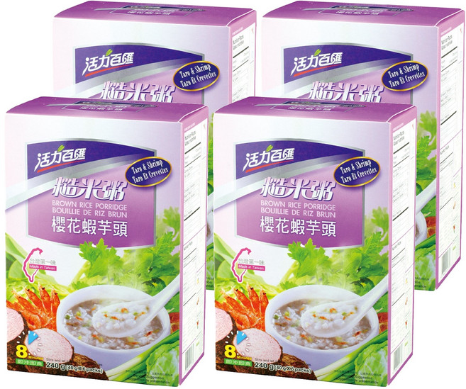 活力百匯 沖泡粥品 櫻花蝦芋頭糙米粥 葷 6包, 40g, 4盒