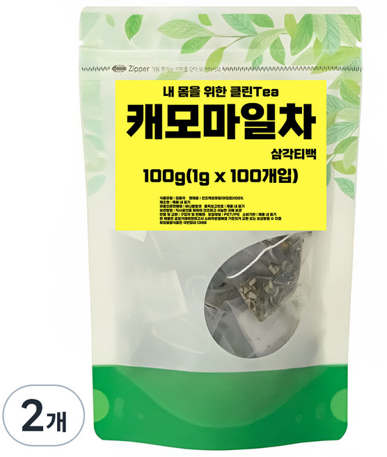 비니플랑센 내 몸을 위한 클린Tea 캐모마일차 삼각티백, 1g, 2개, 100개입