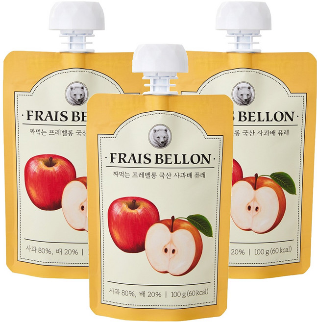 프레벨롱 짜먹는 국산 과일퓨레, 혼합맛(사과/배), 100g, 3개