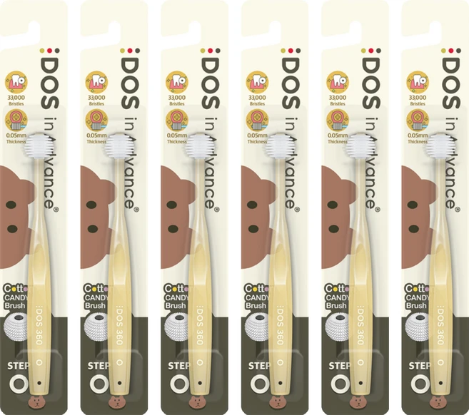 DOS 유아용 360도 칫솔 0단계, 베이지, 6개, 1개입 - 쿠팡