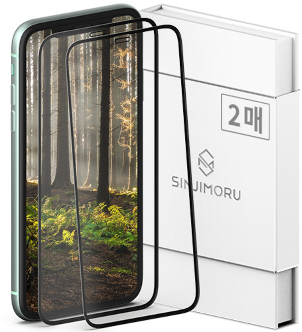 신지모루 풀커버 하이브리드 강화유리 휴대폰 액정보호필름 2매입, 1세트