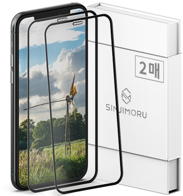 신지모루 풀커버 하이브리드 강화유리 휴대폰 액정보호필름 2매입, 1개