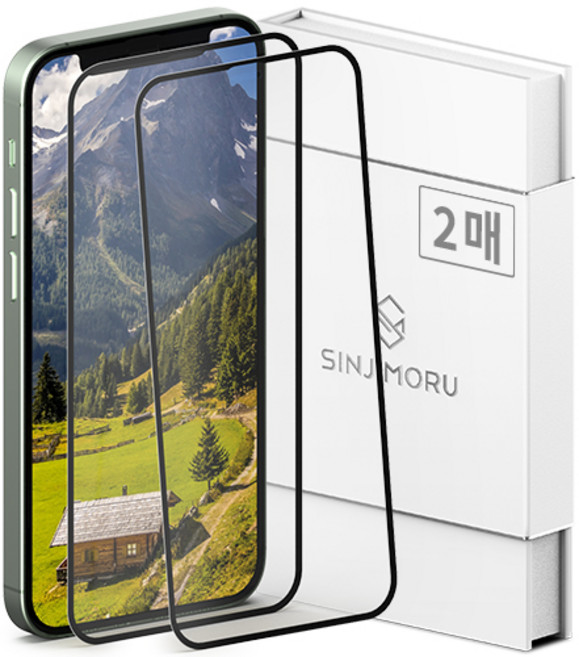 신지모루 풀커버 하이브리드 강화유리 휴대폰 액정보호필름 2매입, 1세트