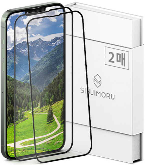 신지모루 풀커버 하이브리드 강화유리 휴대폰 액정보호필름 2매입, 1세트