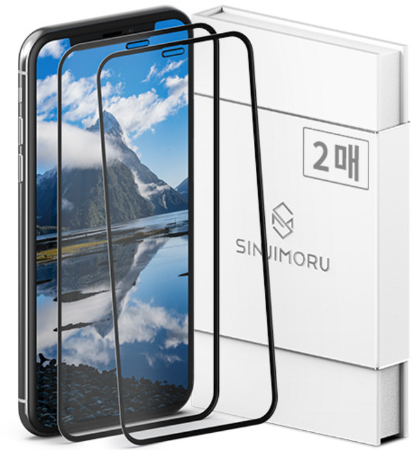 신지모루 풀커버 하이브리드 강화유리 휴대폰 액정보호필름 2매입, 1세트
