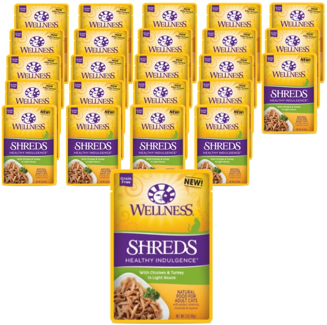 웰니스 고양이 헬시 인덜전스 슈레드 습식사료, 닭+칠면조, 85g, 24개 - 쿠팡