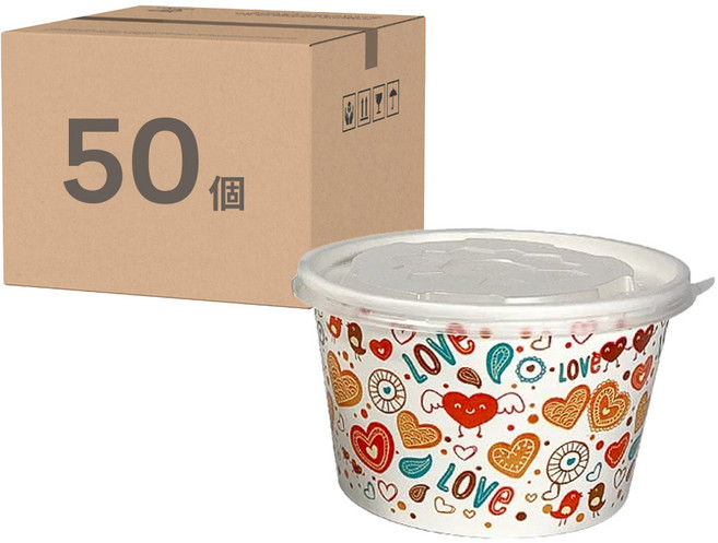 850cc免洗紙碗/紙湯杯/湯碗 附蓋, 50個, 1袋