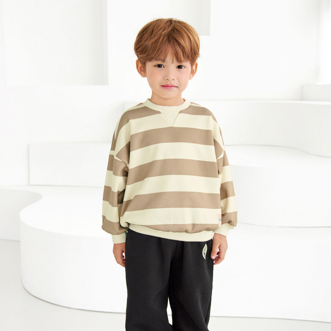 월튼키즈 아동용 데일리 단가라 기모 티셔츠