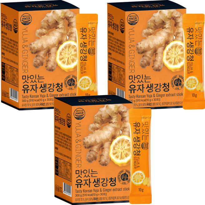 유기농마루 정품 맛있는 유자 생강청 30p, 300g, 3개