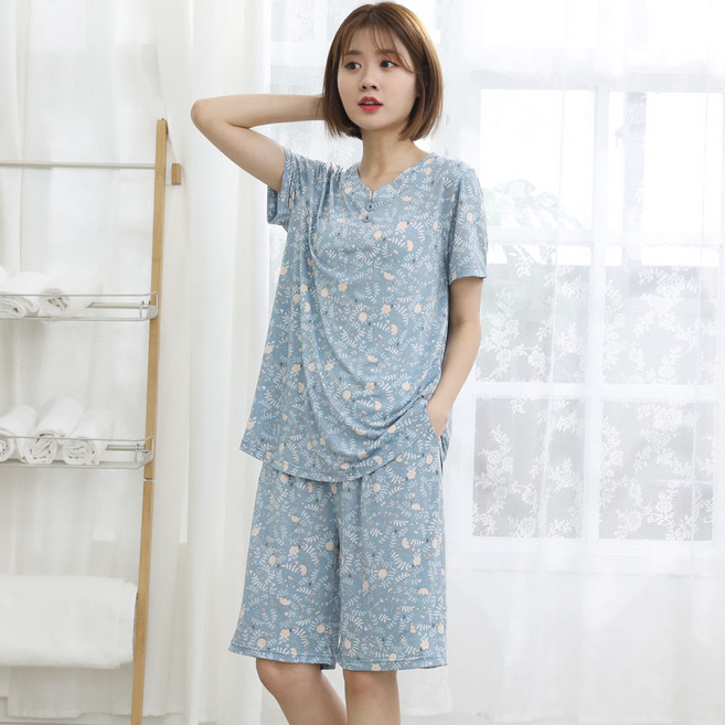 AONE FASHION 女性涼感輕薄短袖睡衣套裝