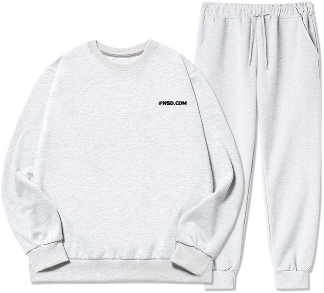 NSD 남성용 빅사이즈 AT 스몰로고 기모 맨투맨 + 조거 트레이닝 팬츠 세트