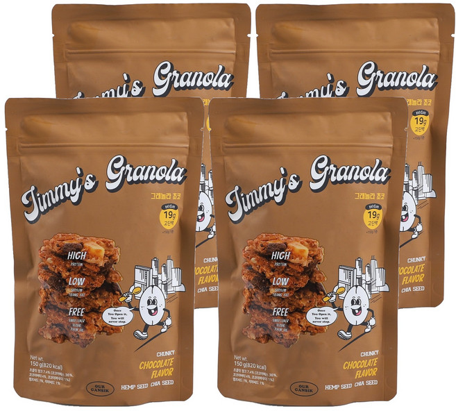지미스그래놀라 초코, 150g, 4개