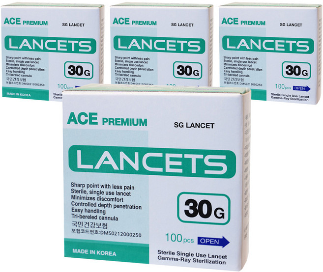 에이스 프리미엄 란셋 30G, 4개, 100개입