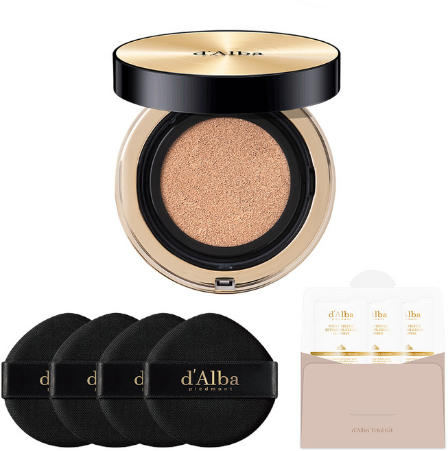 [비건뷰티] 달바 글로우 핏 세럼 커버 쿠션 15g + 퍼프 4p + 세럼 클렌저 9ml 세트, 23호(쿠션), 1개