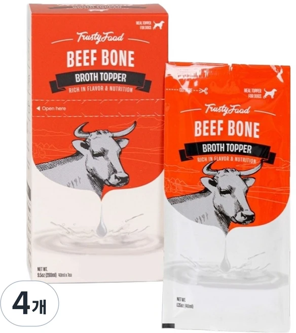 트러스티푸드 브로스토퍼 강아지 음료 7p, 비프 본(소 사골), 280ml, 4개 - 쿠팡