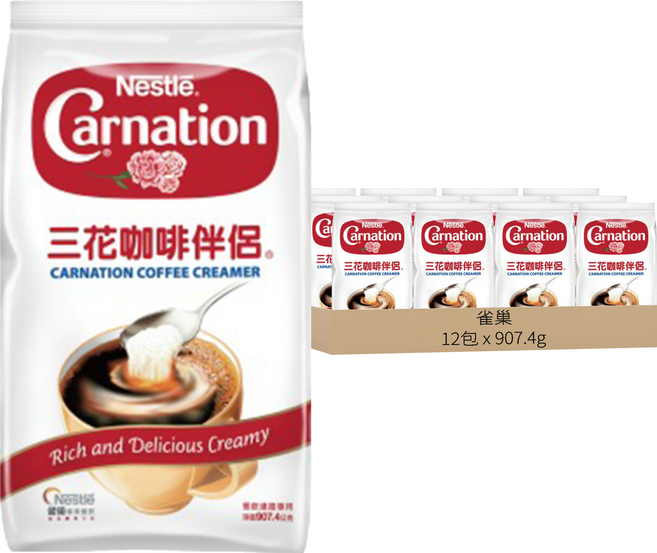 Carnation 三花 咖啡伴侶奶精粉, 907.4g, 12包, 1箱