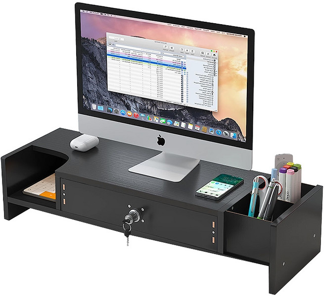 小麥購物 電腦螢幕增高架 49.8 x 19.3 x 13.4cm, 黑色