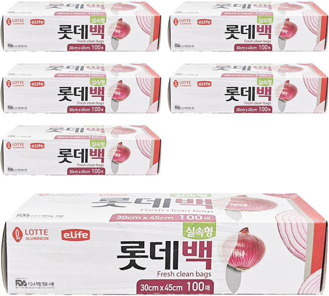 롯데이라이프 실속형 롯데백 30cm x 45cm, 100개입, 5개