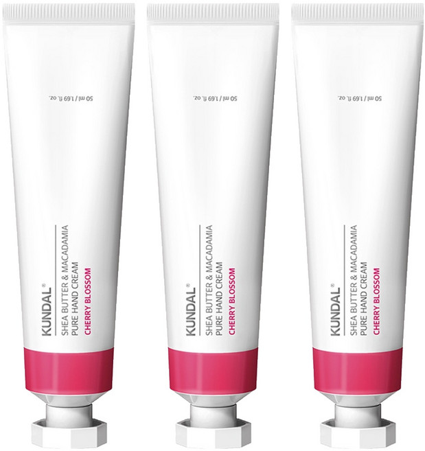 KUNDAL 昆黛爾 乳木果油澳洲堅果滋潤護手霜 櫻花香, 50ml, 3條