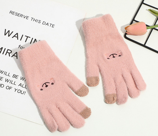 올라운더 스마일 곰돌이 터치 겨울 기모 장갑