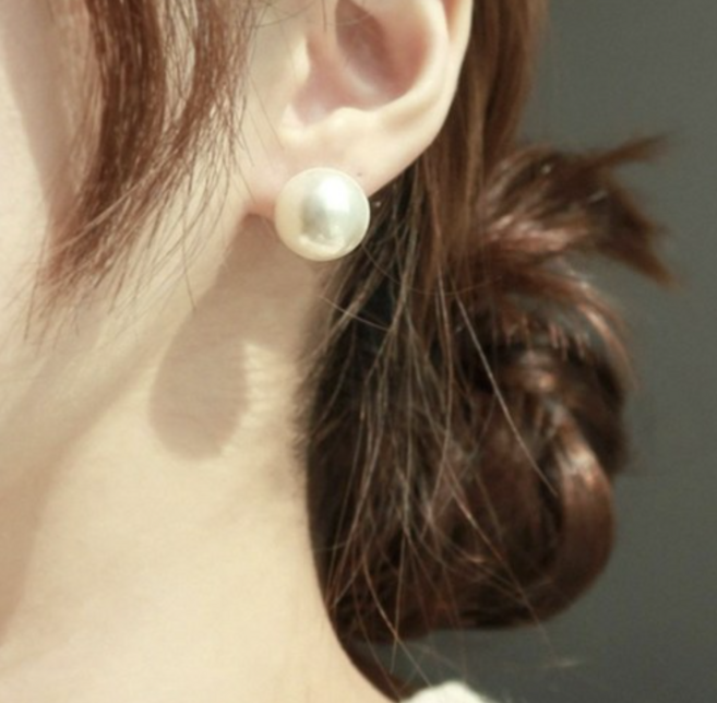 물든 여성용 왕 진주 귀걸이 15mm