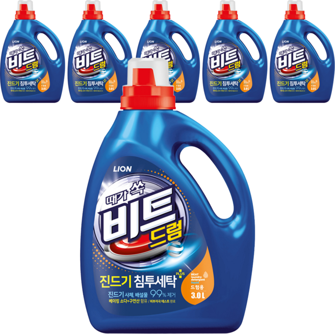 비트 드럼용 액상세제 본품, 3L, 1개입, 6개
