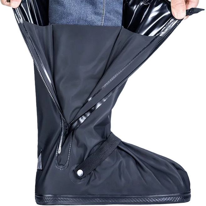 阿莎&布魯 高筒PVC加厚款防滑防雨鞋套 355g, 黑色