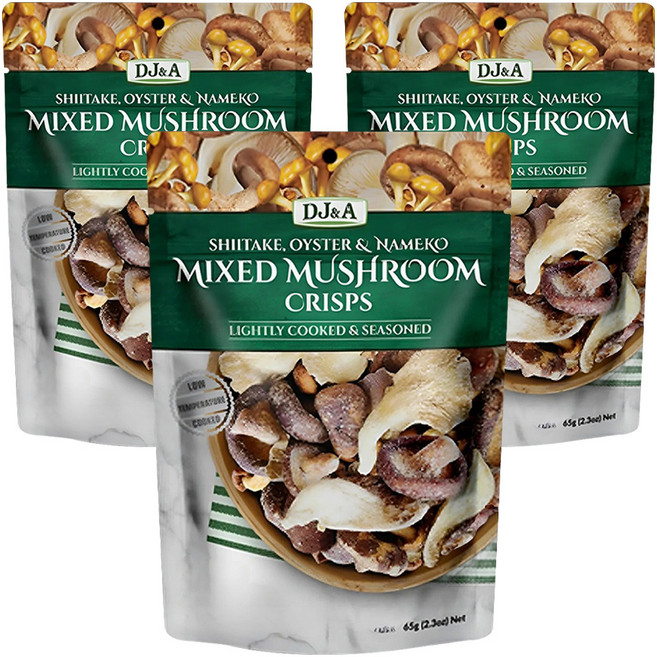 디제이앤에이 믹스드 버섯 크리스프 스낵, 3개, 65g