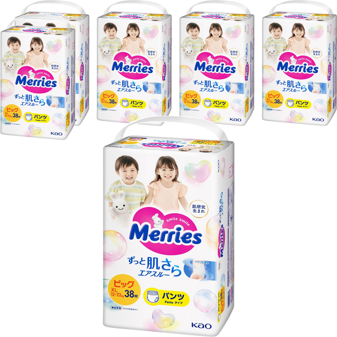 Merries 妙而舒 日本境內版 金緻柔點透氣褲型尿布, XL, 228片