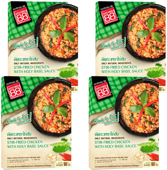 KITCHEN 88 泰式打拋雞肉即食包, 180g, 4盒