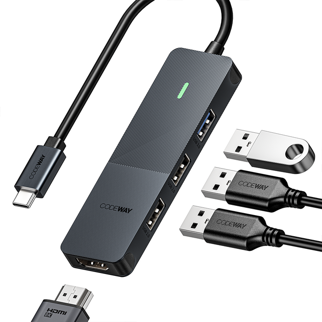 CODEWAY USB Type-C 多孔集線器 隨插即用 高相容 高效能 4埠, 1個, 黑色