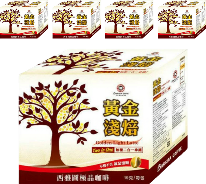 BARISTA COFFEE 西雅圖 黃金淺焙二合一, 19g, 15包, 5盒