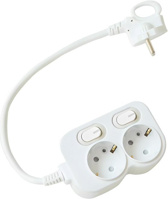 에코파워탭 LED 개별 절전 멀티탭 2구 EPM 202N, 0.4m, White, 1개