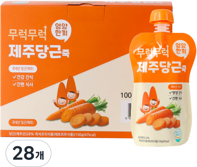 이유케어스 무럭무럭 키즈죽, 당근맛, 28개, 100g